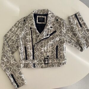 Vintage Monochrome Snakeskin Faux Leather Jacket